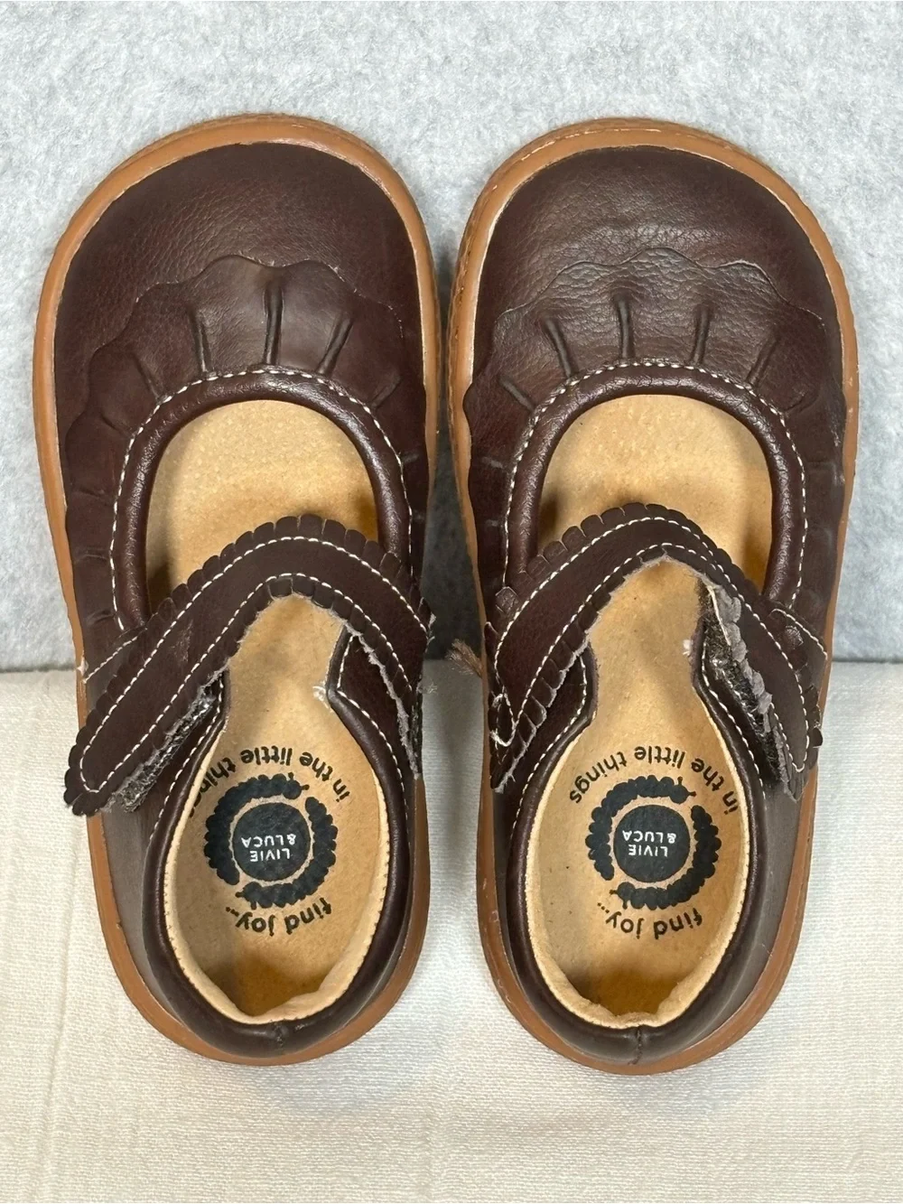 Livie & Luca Ruche Classic Mary Jane Leather Shoes-Mocha Brown-Toddler Girls 8